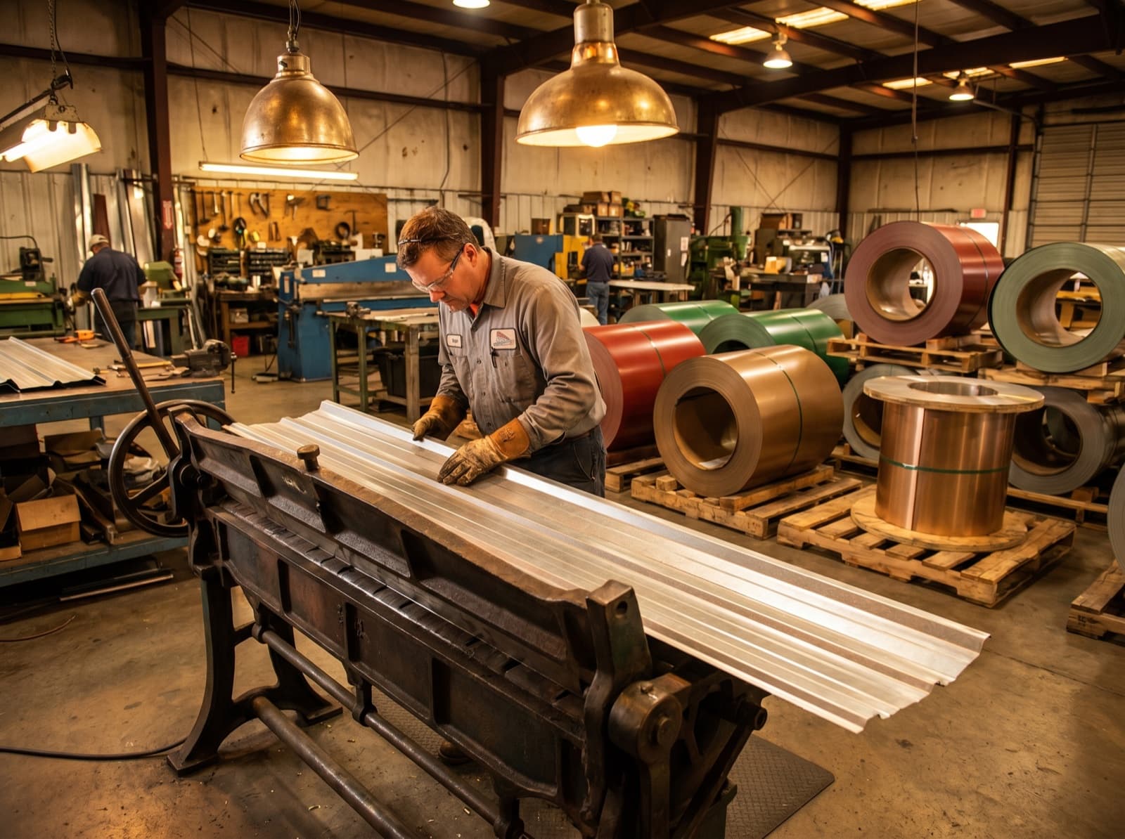 The in-house sheet-metal fabrication shop where Superb Metals cuts panels and bends trim in Minneola