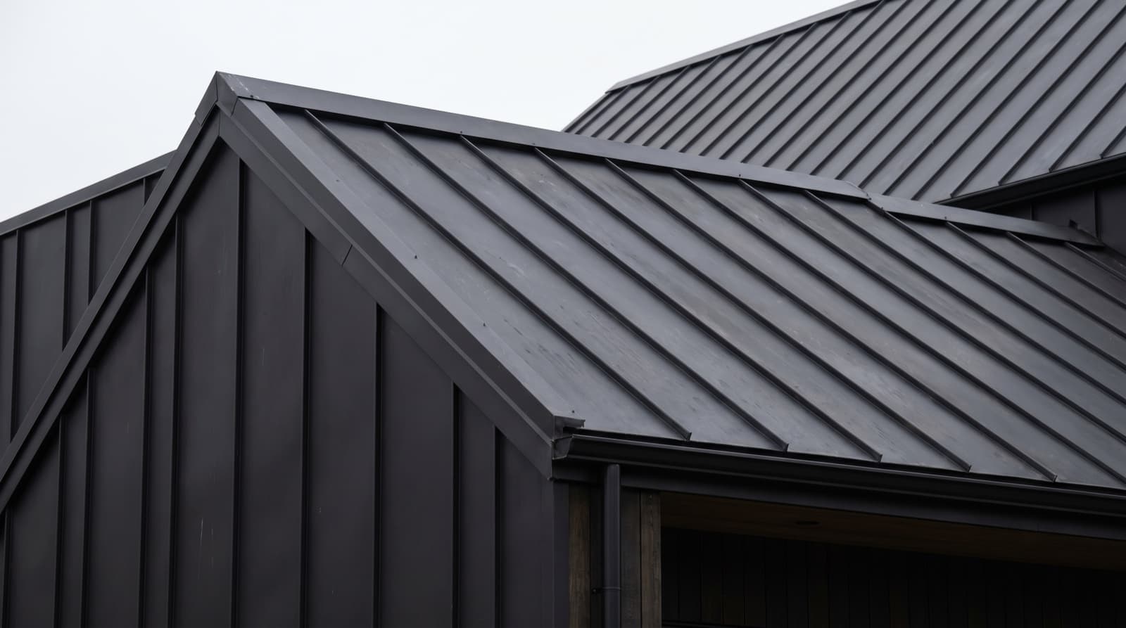 Matte black Kynar standing seam metal roof